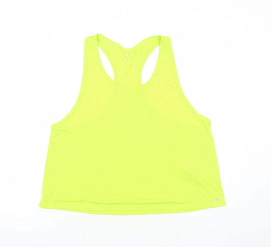 GOODMOVE Womens Green Geometric Polyester Basic Tank Size 16 Round Neck Pullover