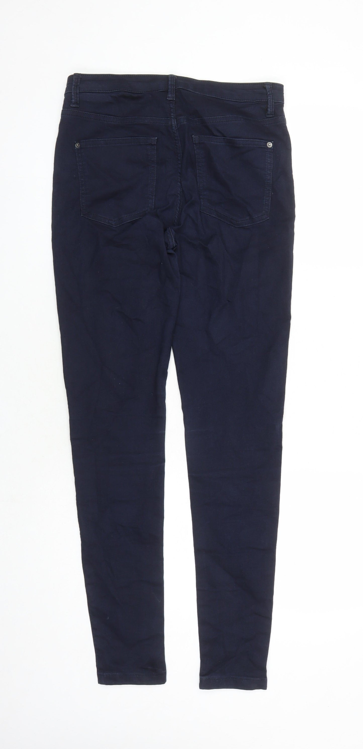 Marks and Spencer Womens Blue Cotton Skinny Jeans Size 10 L30 in Regular Zip - Pockets
