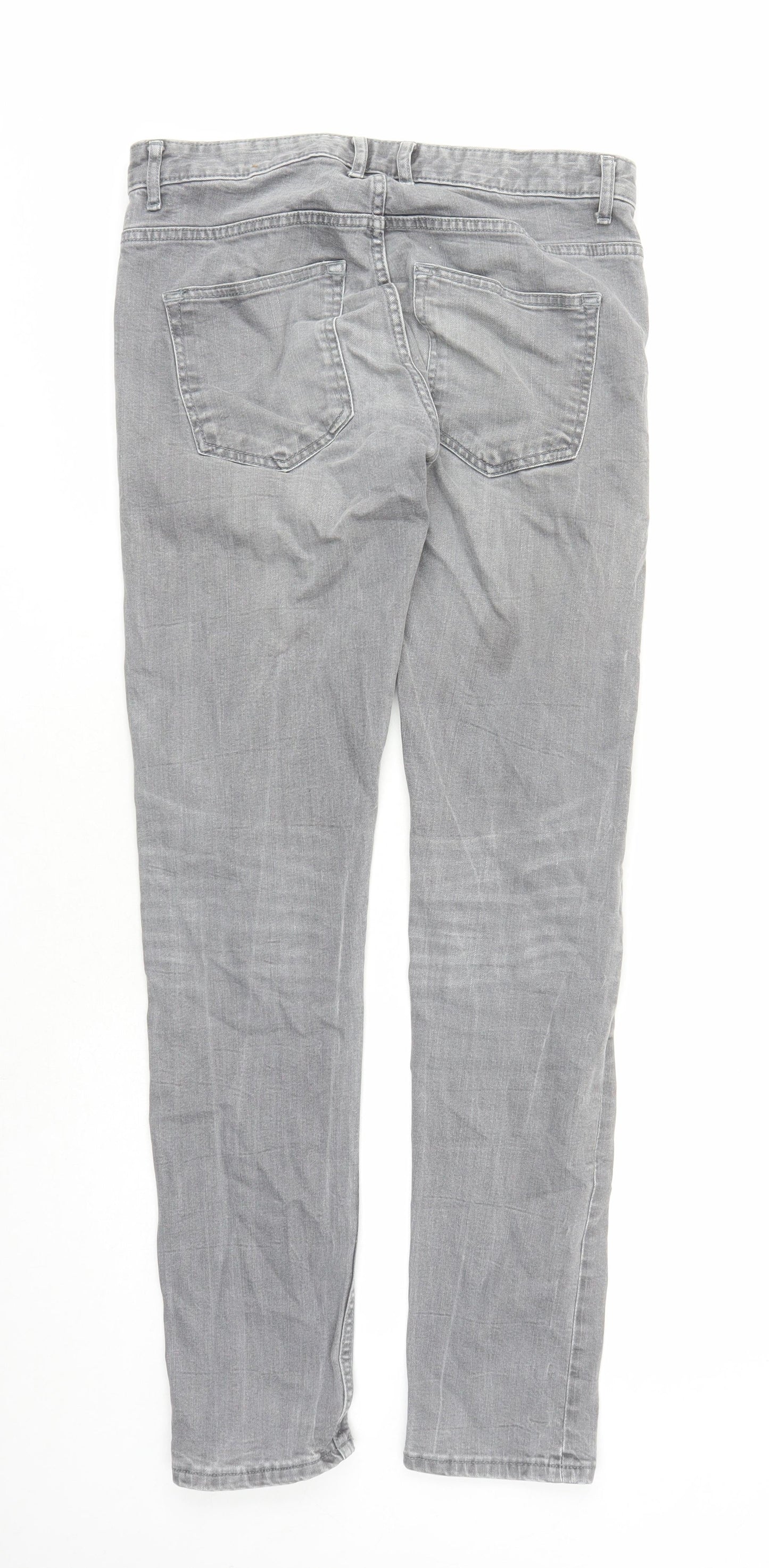 NEXT Mens Grey Cotton Skinny Jeans Size 30 in L31 in Regular Zip - Pockets
