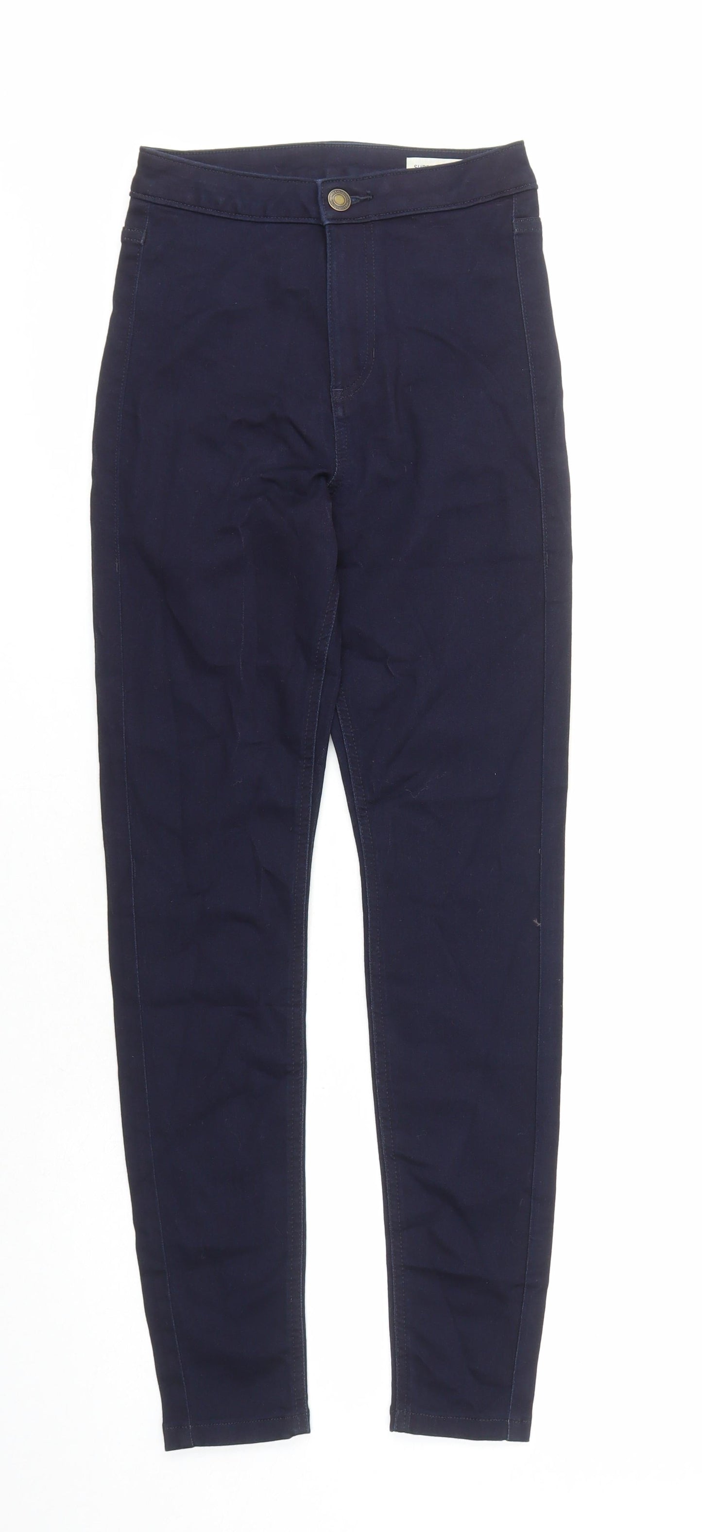 Marks and Spencer Womens Blue Cotton Skinny Jeans Size 6 L27 in Regular Zip
