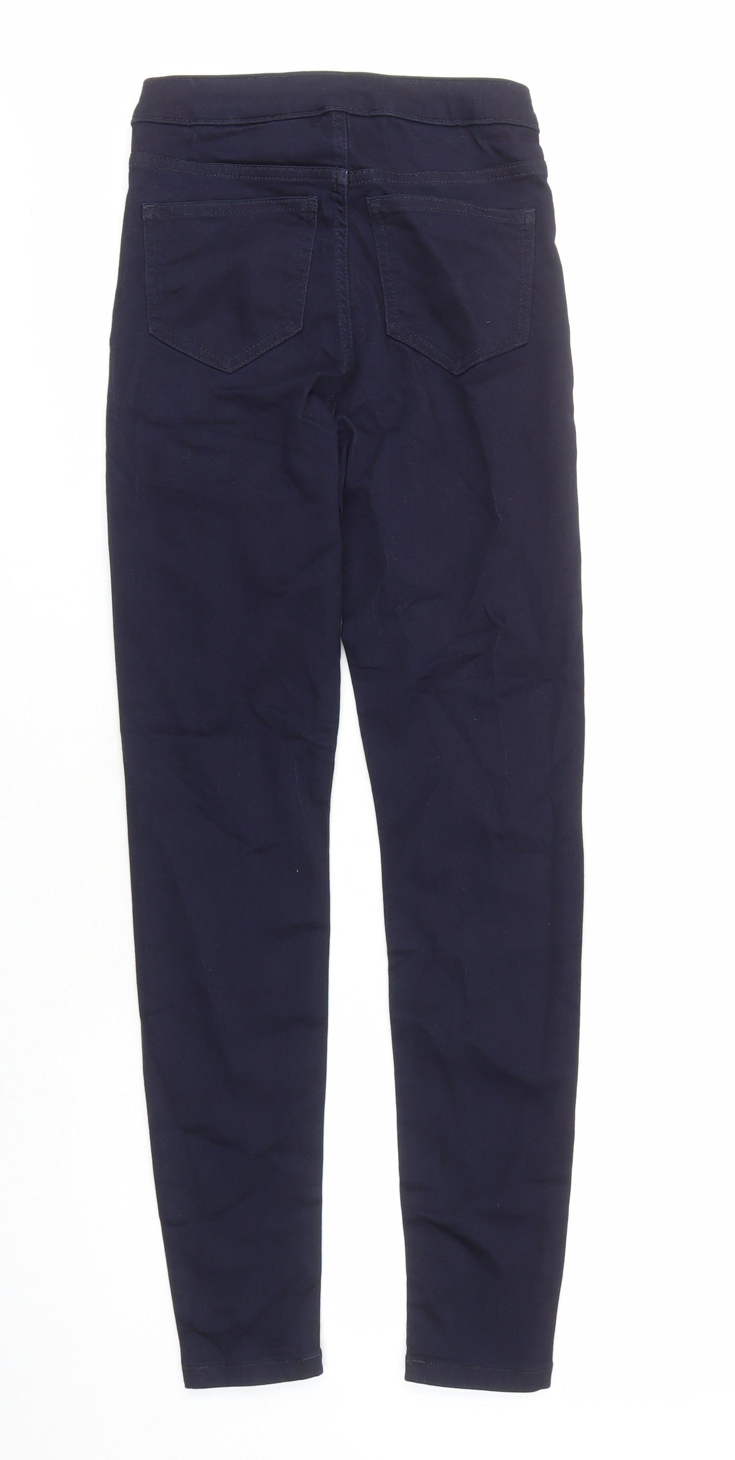 Marks and Spencer Womens Blue Cotton Skinny Jeans Size 6 L27 in Regular Zip