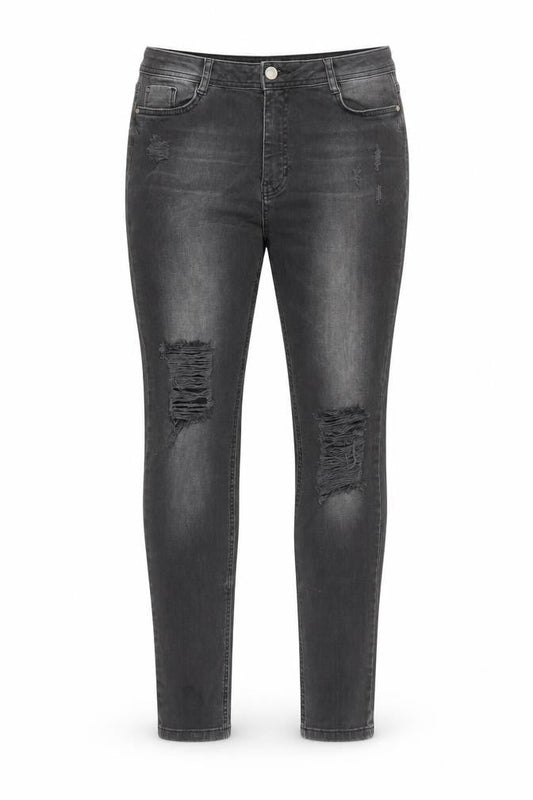 Front view of Missguided women’s black cotton skinny jeans, size UK 12, 29-inch leg regular zip - po