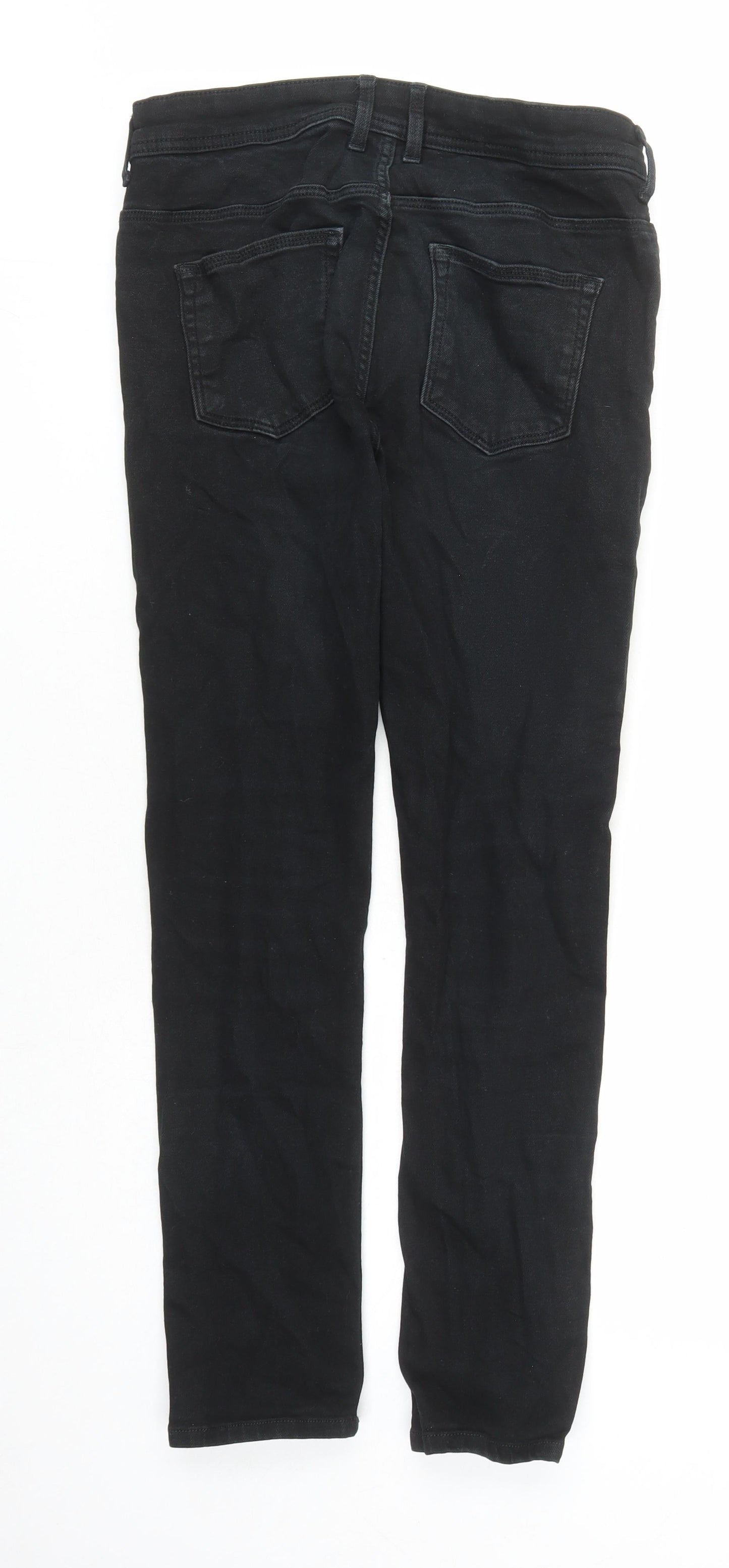 River Island Mens Black Cotton Straight Jeans Size 28 in L30 in Regular Zip - Pockets