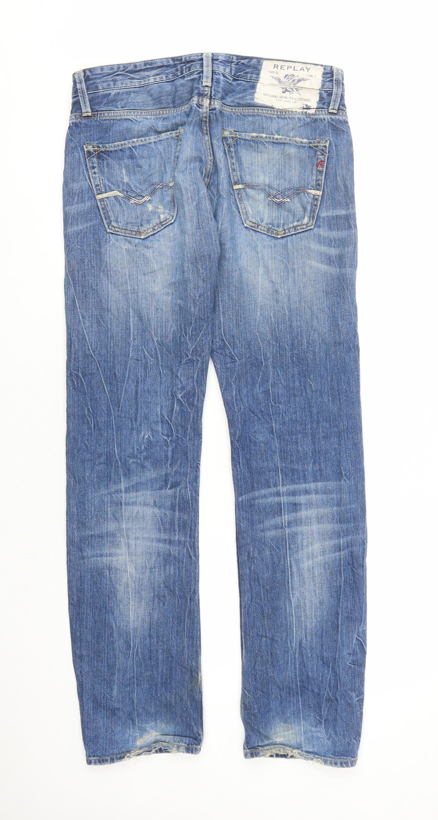 Replay Mens Blue Cotton Straight Jeans Size 30 in L32 in Regular Button - Pockets