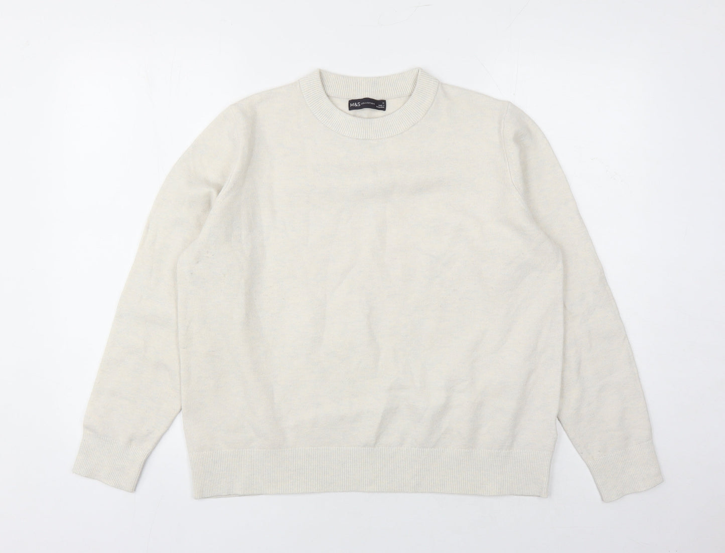 Marks and Spencer Womens Ivory Round Neck Polyester Pullover Jumper Size M