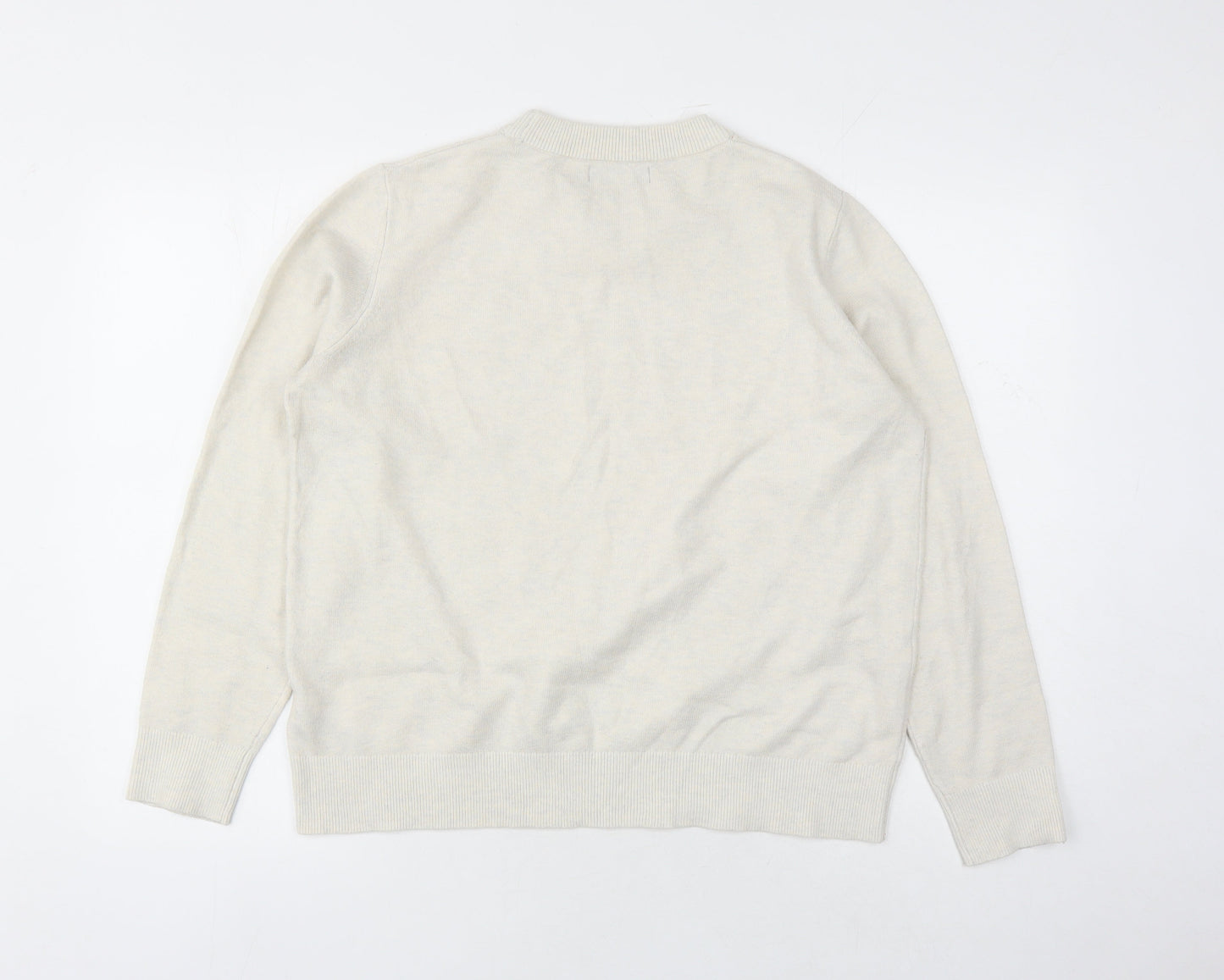 Marks and Spencer Womens Ivory Round Neck Polyester Pullover Jumper Size M
