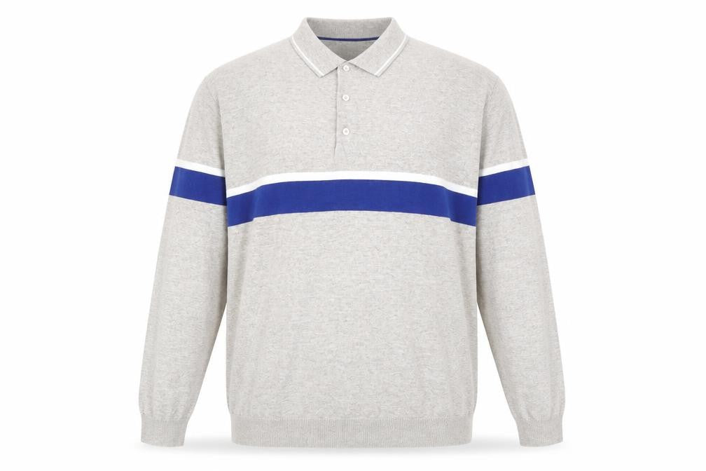 Marks & Spencer Mens Beige Collared Striped Cotton Pullover Jumper Size XL Long Sleeve