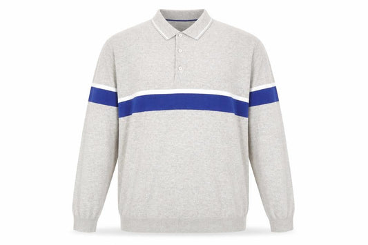 Marks & Spencer Mens Beige Collared Striped Cotton Pullover Jumper Size XL Long Sleeve