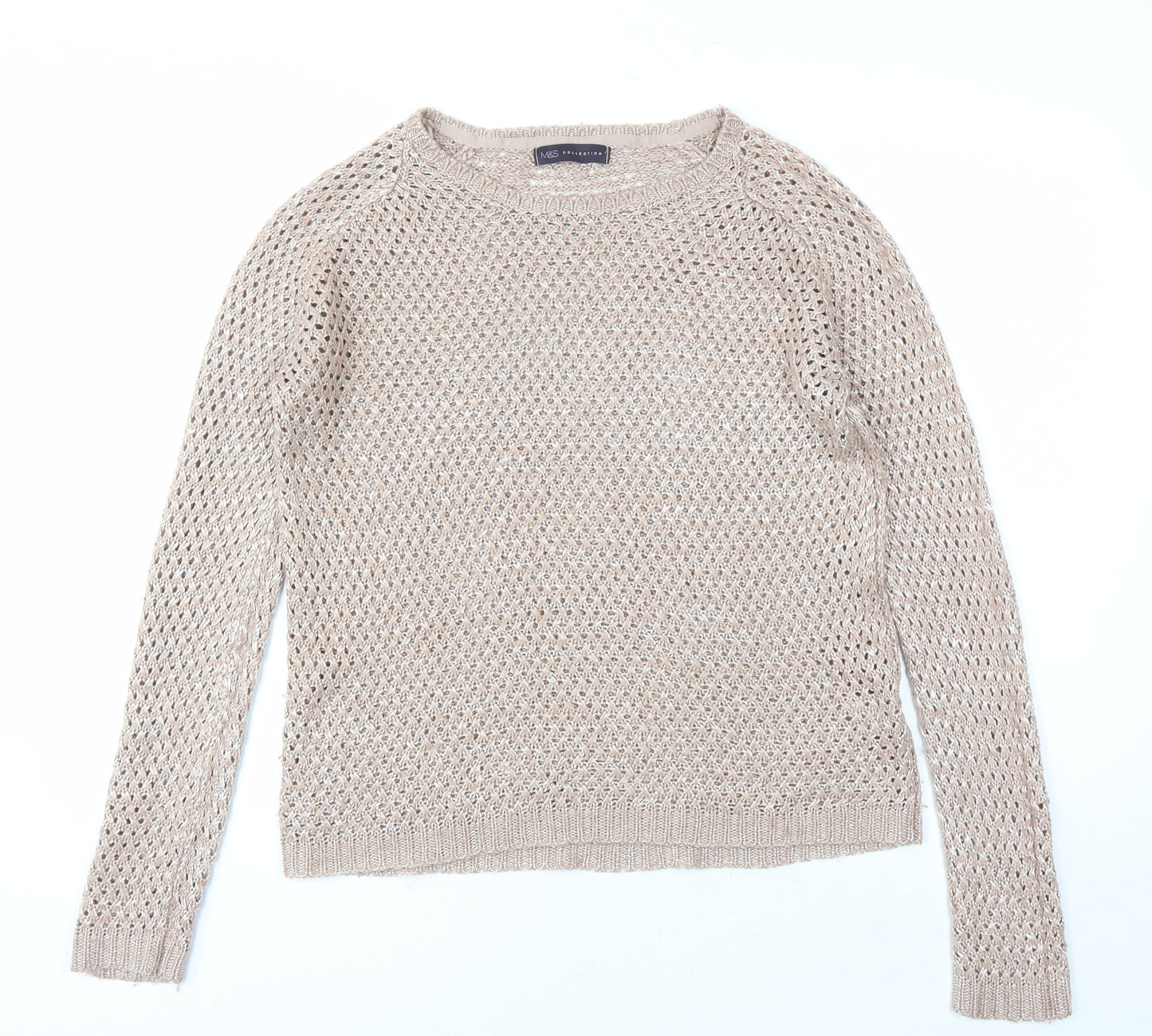 Marks and Spencer Womens Brown Round Neck Acrylic Pullover Jumper Size 10