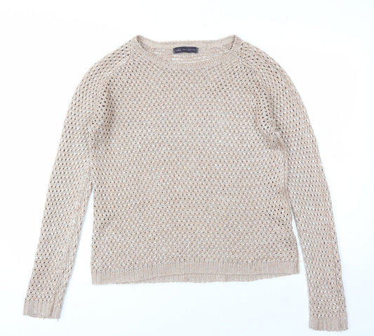 Marks and Spencer Womens Brown Round Neck Acrylic Pullover Jumper Size 10