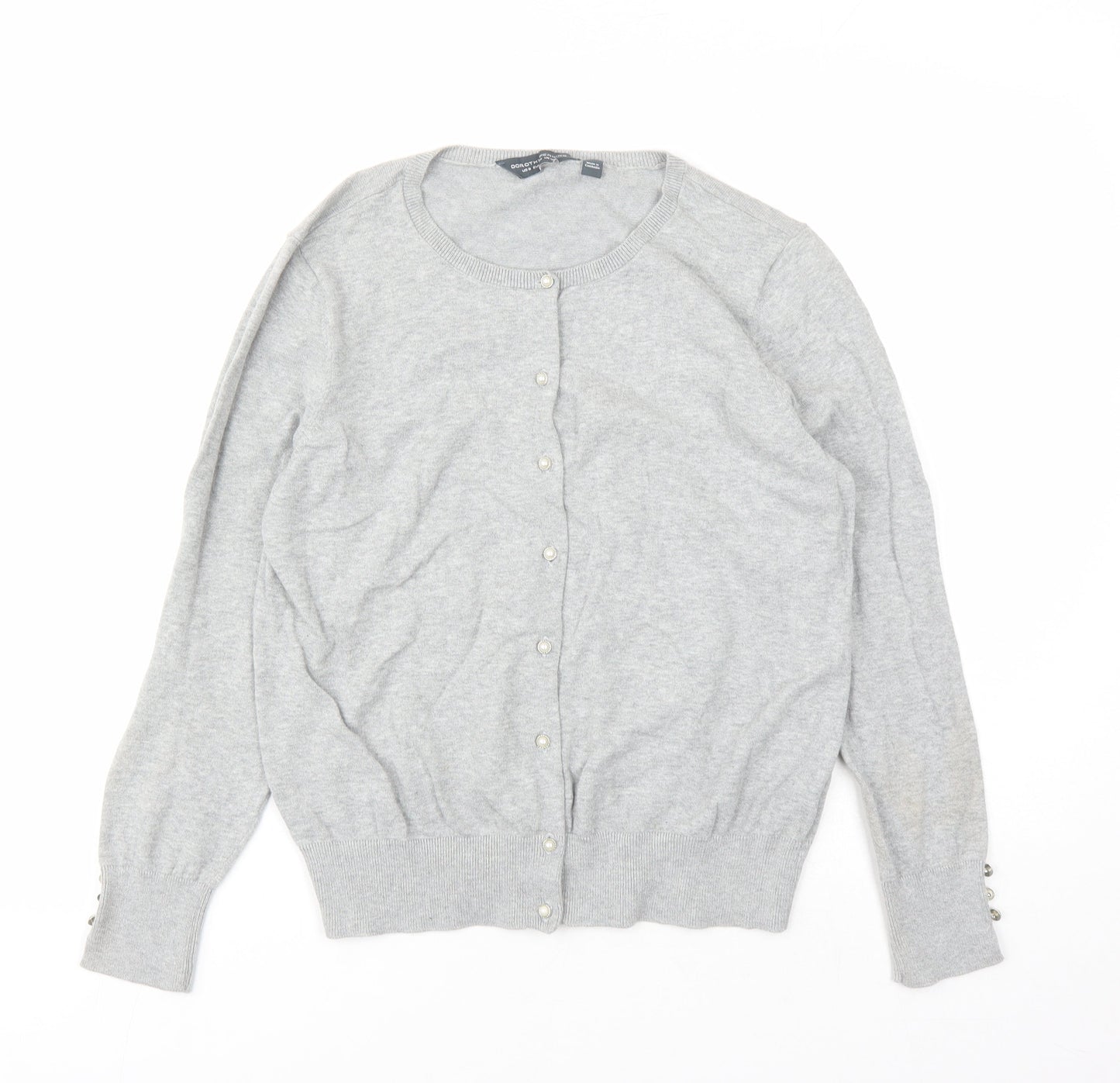 Dorothy Perkins Womens Grey Round Neck Cotton Cardigan Jumper Size 12