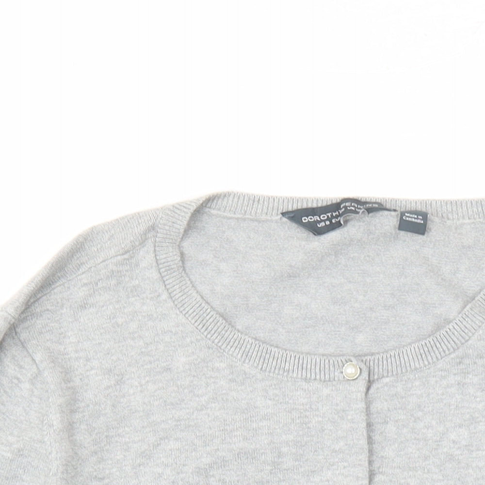 Dorothy Perkins Womens Grey Round Neck Cotton Cardigan Jumper Size 12