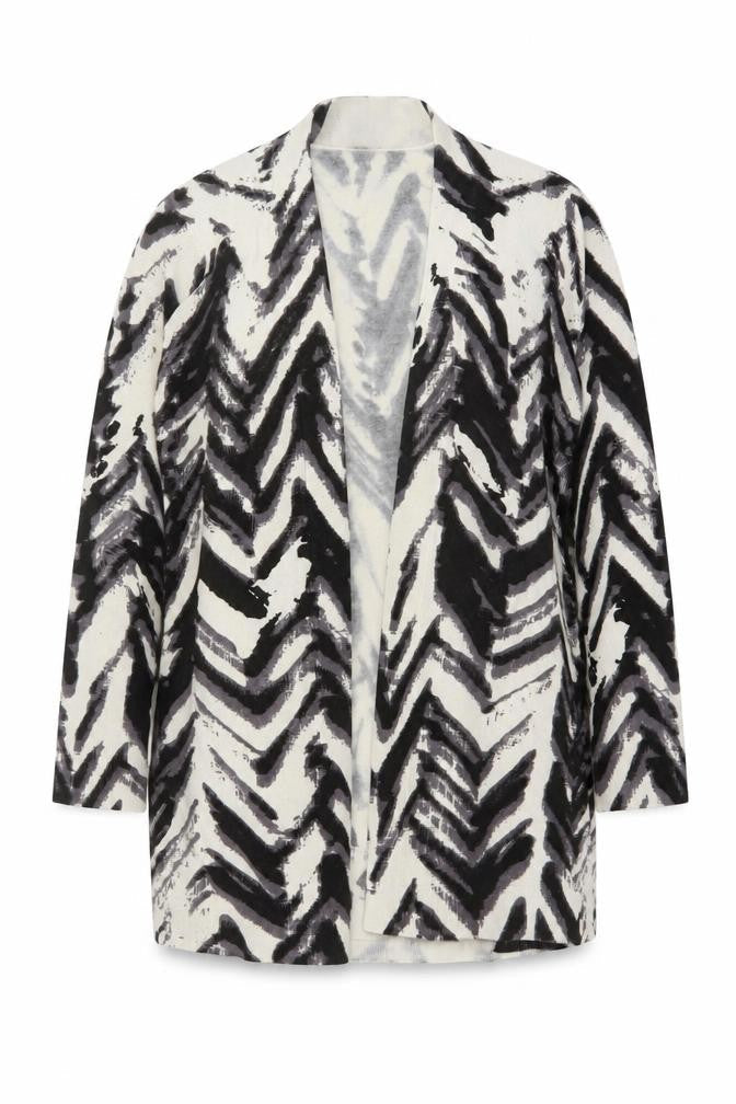 Marks & Spencer Womens Black V-Neck Animal Print Acrylic Cardigan Jumper Size 16