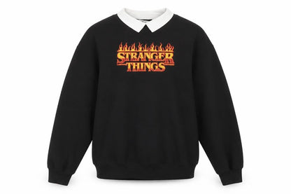 H&M Girls Black Cotton Pullover Sweatshirt Size 10-11 Years Pullover