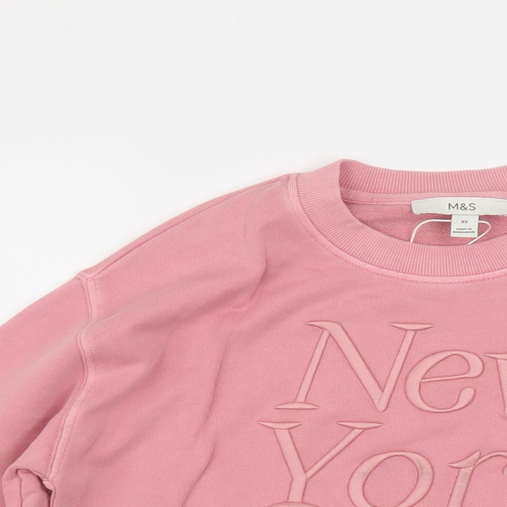 Marks and Spencer Womens Pink Cotton Pullover Sweatshirt Size XS Pullover