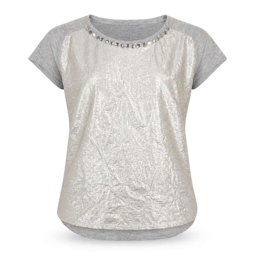 Monsoon Girls Grey Polyester Basic T-Shirt Size 12-13 Years Round Neck Pullover