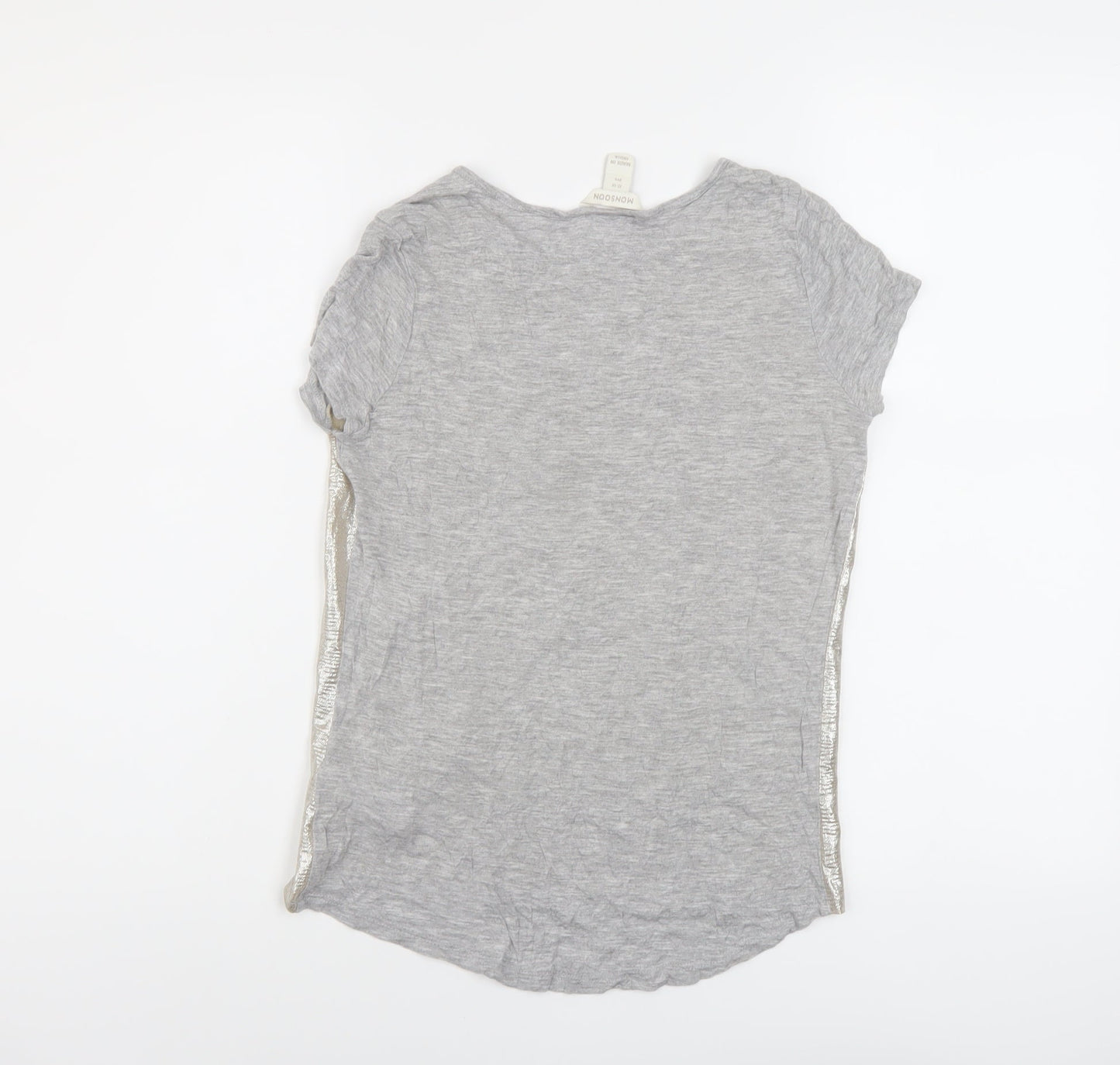 Monsoon Girls Grey Polyester Basic T-Shirt Size 12-13 Years Round Neck Pullover