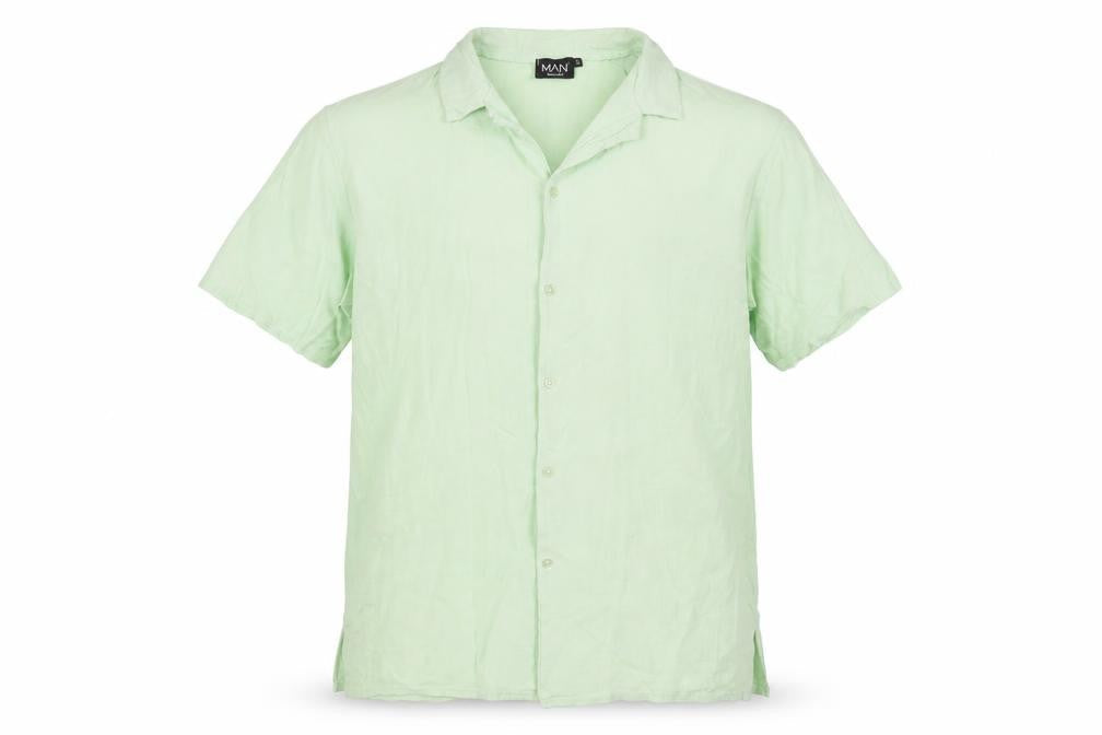 Boohoo Mens Green Viscose Button-Up Size XL Collared Button