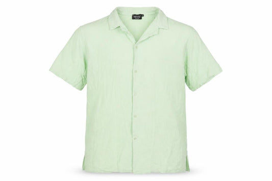 Boohoo Mens Green Viscose Button-Up Size XL Collared Button