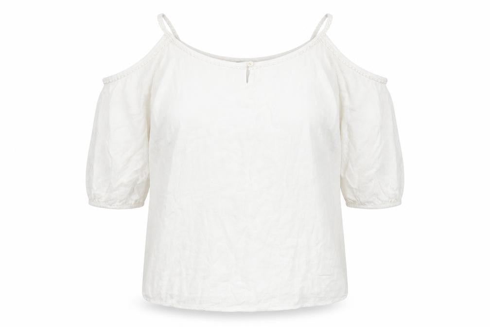 Bonmarché Womens Ivory Viscose Basic Blouse Size 16 Round Neck