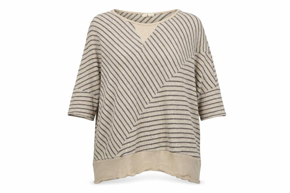 MOTH Womens Beige Round Neck Striped Viscose Pullover Jumper Size XS