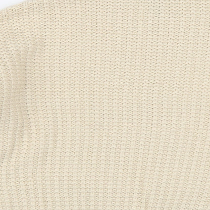 New Look Womens Beige Mock Neck Acrylic Pullover Jumper Size S