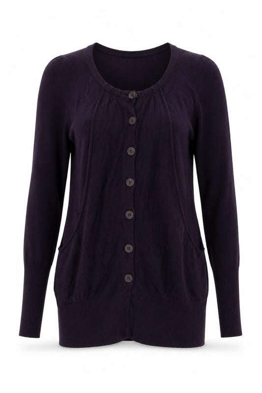 River Island Womens Purple Scoop Neck Cotton Cardigan Jumper Size 8