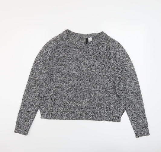 H&M Womens Grey Round Neck Acrylic Pullover Jumper Size S