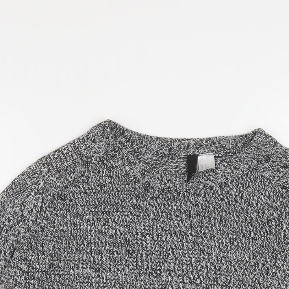 H&M Womens Grey Round Neck Acrylic Pullover Jumper Size S