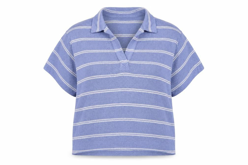 Marks & Spencer Womens Blue Collared Striped Polyester Pullover Jumper Size 18