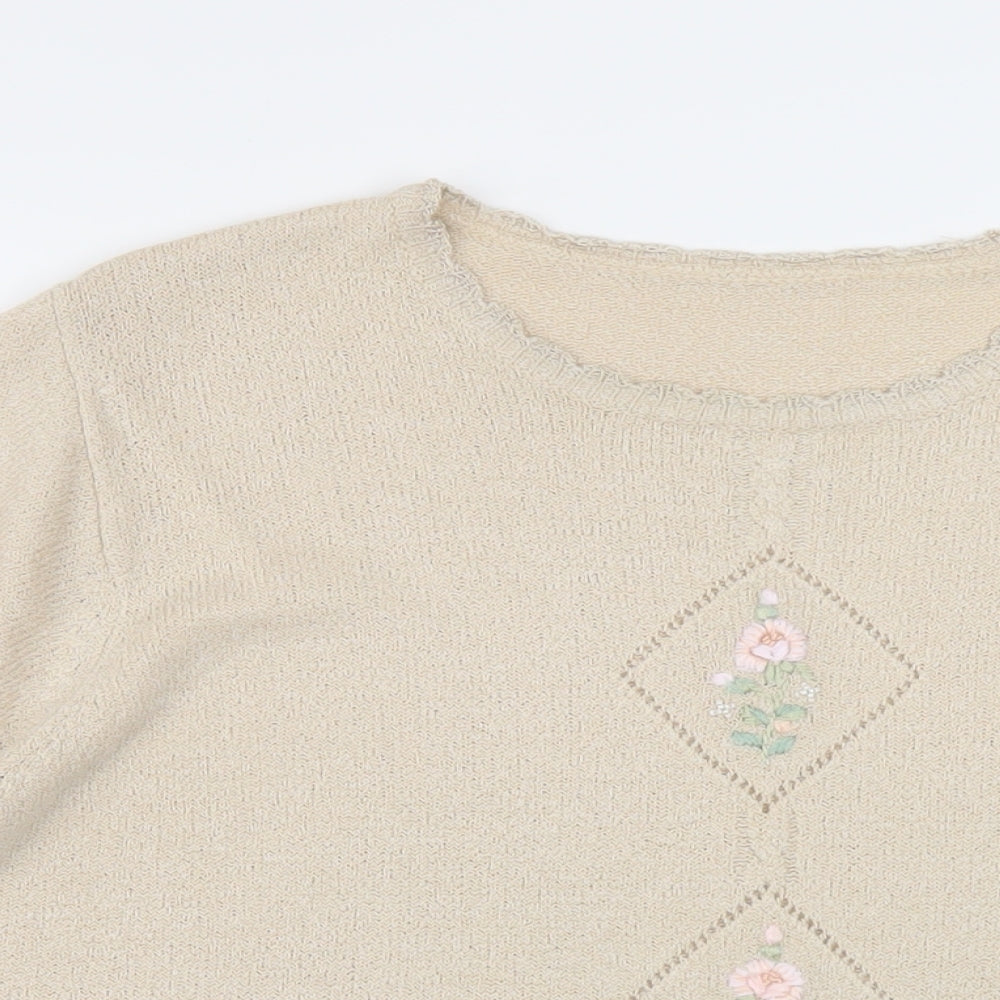 Berkertex Womens Beige Round Neck Acrylic Pullover Jumper Size 18