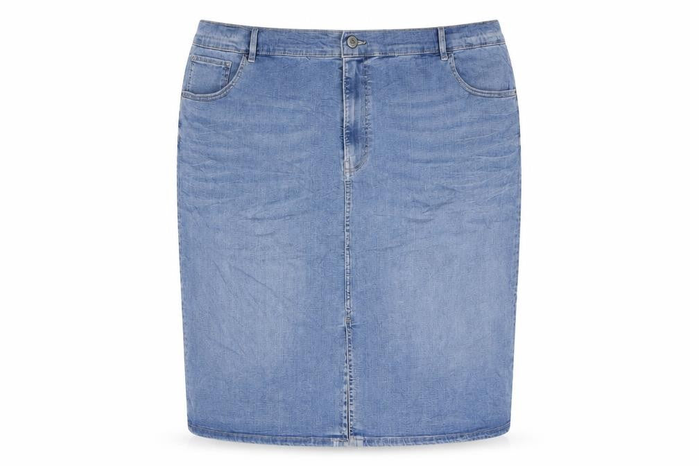Marks & Spencer Womens Blue Cotton Straight & Pencil Skirt Size 30 Zip