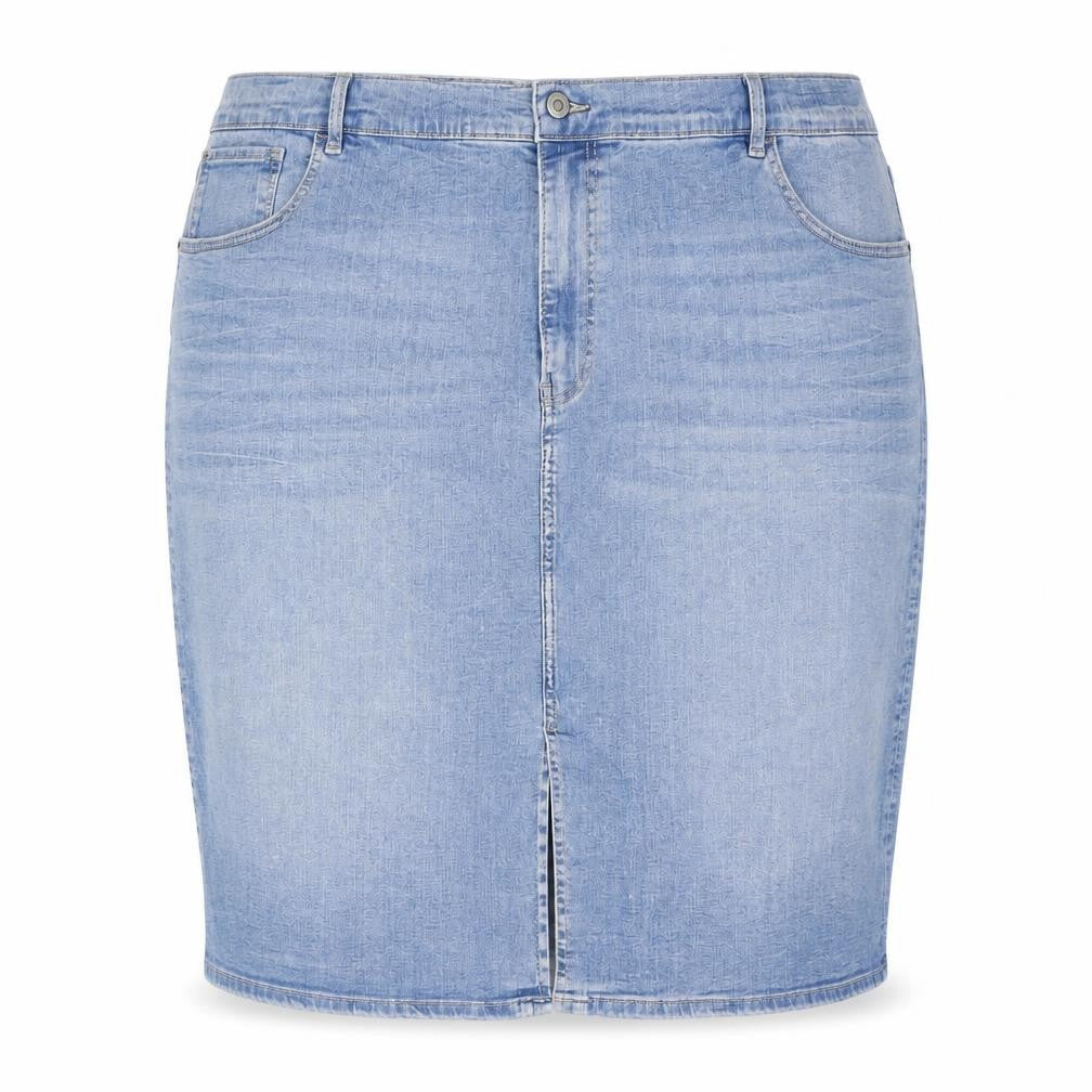 Marks & Spencer Womens Blue Cotton Straight & Pencil Skirt Size 30 Zip
