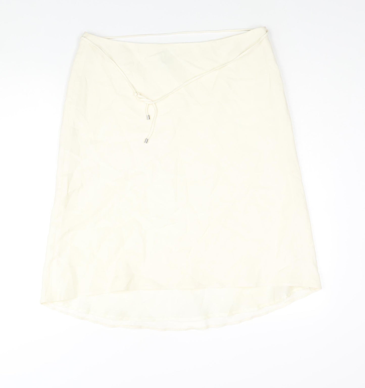 Planet Womens Ivory Acetate A-Line Skirt Size 14 Zip - Belted