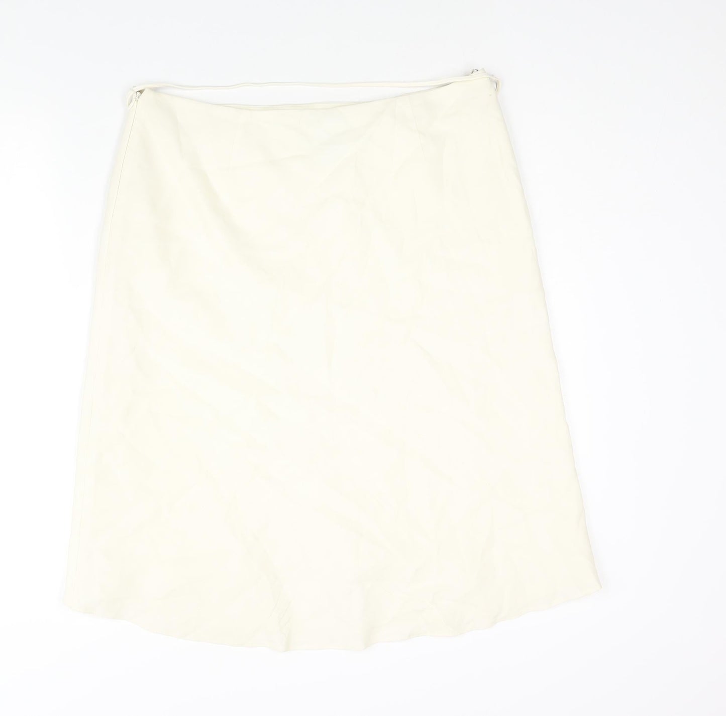 Planet Womens Ivory Acetate A-Line Skirt Size 14 Zip - Belted