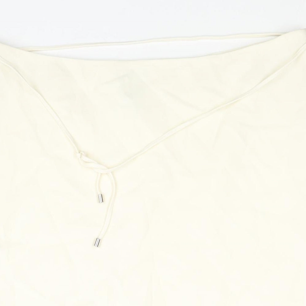 Planet Womens Ivory Acetate A-Line Skirt Size 14 Zip - Belted