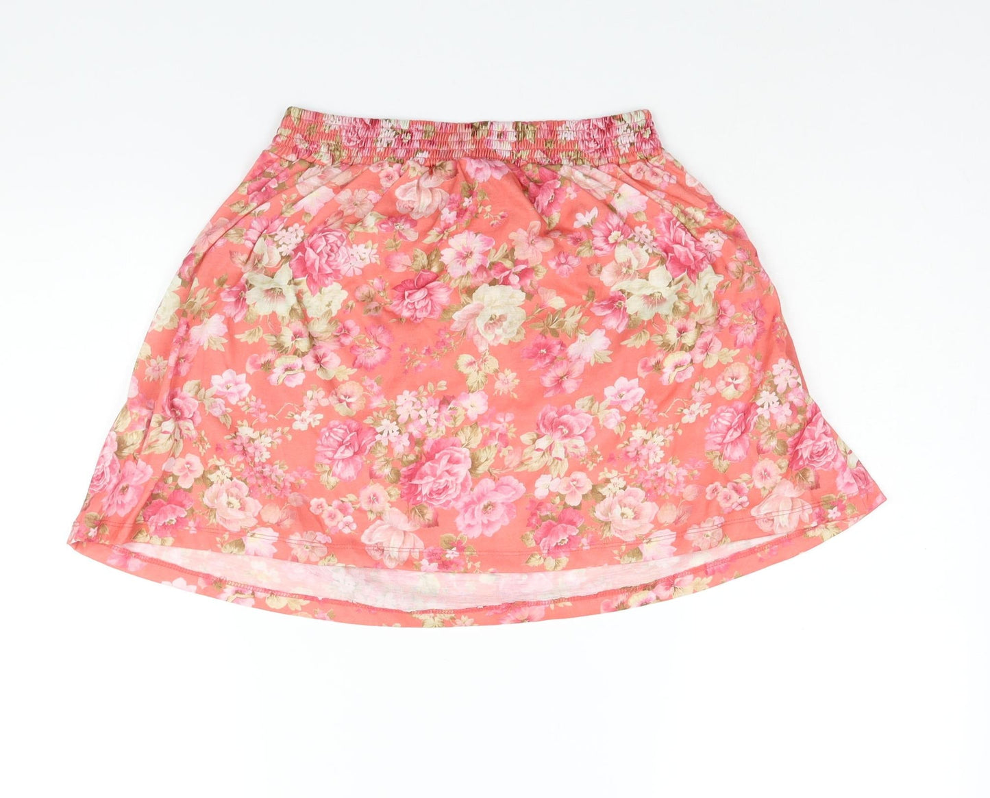 River Island Womens Pink Floral Polyester A-Line Skirt Size 10 - Pockets