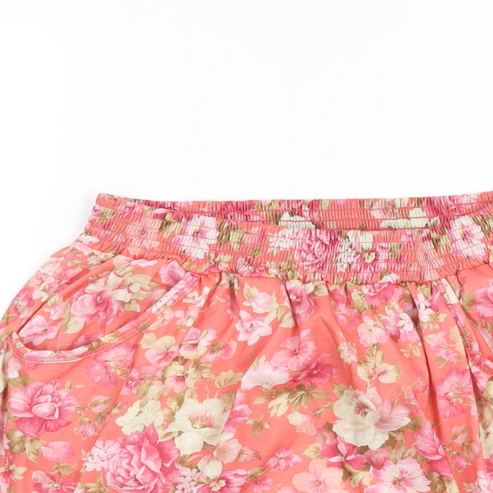 River Island Womens Pink Floral Polyester A-Line Skirt Size 10 - Pockets