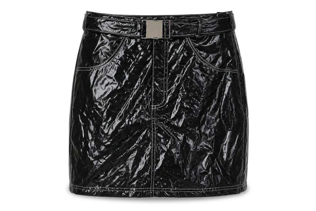 Missguided Womens Black Polyester Mini Skirt Size 6 Zip - Belted