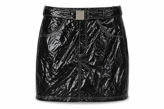 Missguided Womens Black Polyester Mini Skirt Size 6 Zip - Belted
