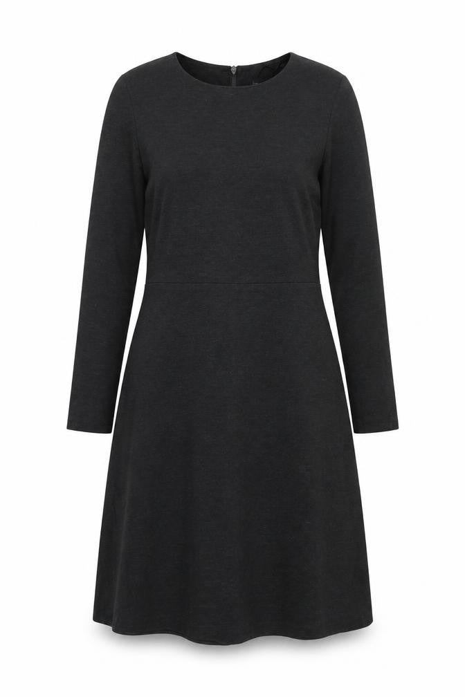 Marks & Spencer Womens Grey Viscose A-Line Size 12 Round Neck Zip