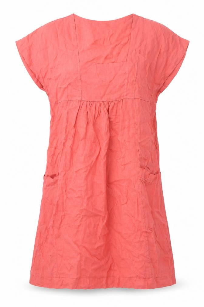 Carina Ricci Womens Pink Linen A-Line Size L Square Neck Pullover