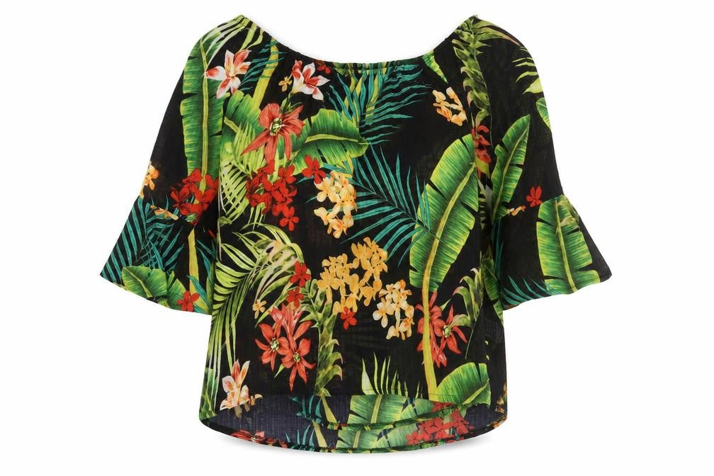 Roman Womens Multicoloured Geometric Polyester Basic Blouse Size 12 Boat Neck - Plant Print
