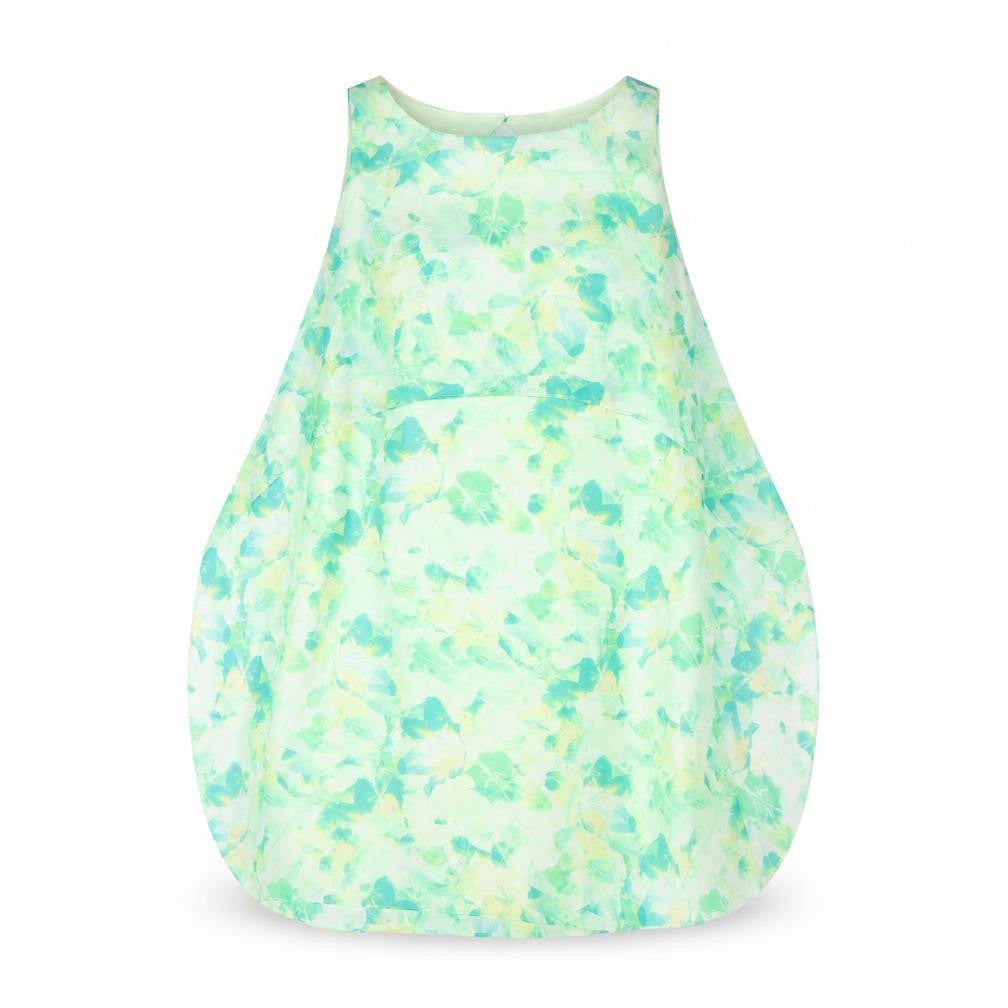 S.L. Fashions Womens Green Geometric Polyester A-Line Size 6 Round Neck Button