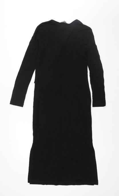 Marks & Spencer Womens Black Modal Sheath Size 6 Round Neck Pullover - Knot Detail