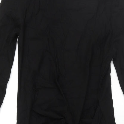 Marks & Spencer Womens Black Modal Sheath Size 6 Round Neck Pullover - Knot Detail