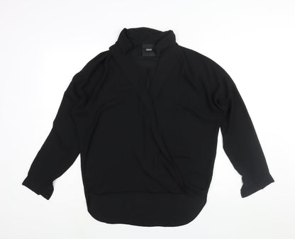 Additional front view of ASOS women’s black polyester basic blouse, size UK 8, collared