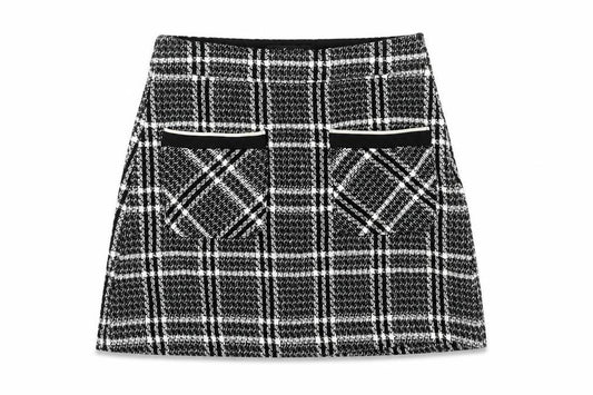 Zara Womens Black Geometric Cotton A-Line Skirt Size XS Zip - Pockets