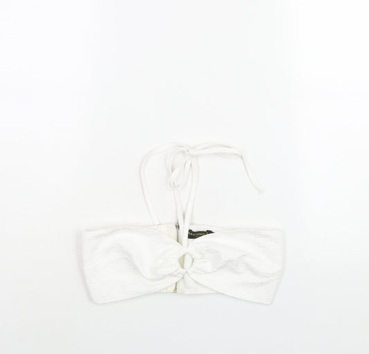 Ravi Famous Womens White Polyester Cropped Blouse Size 10 Halter - Cut Out Detail