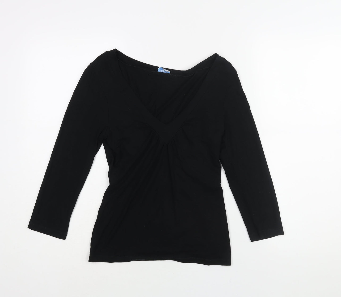 Oasis Womens Black Viscose Basic Blouse Size 10 V-Neck